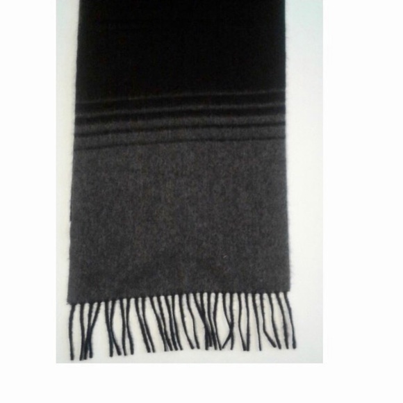 Nordstrom Men's Shop 100% Cashmere Scarf in Black & Gray - Picture 1 of 5